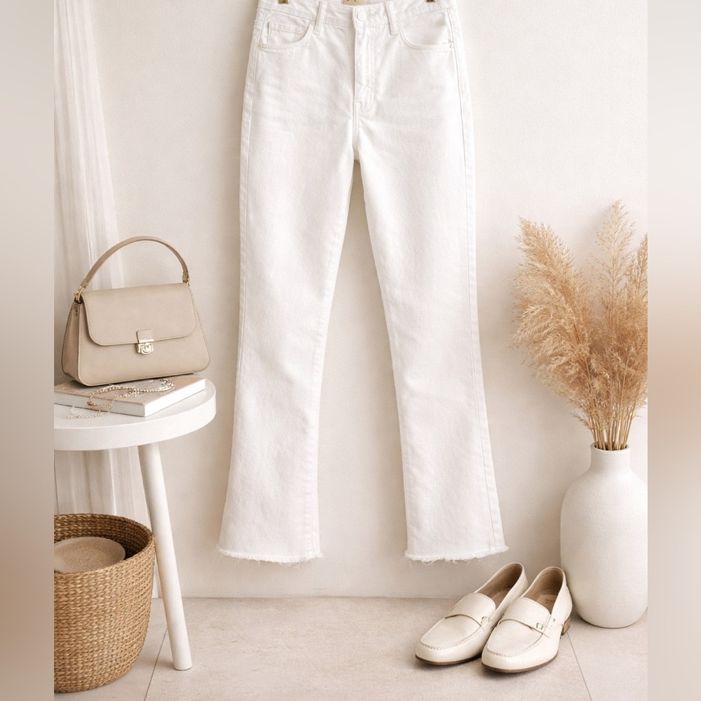 MOTHER the Hustler ankle gray jeans size 27 white raw hem